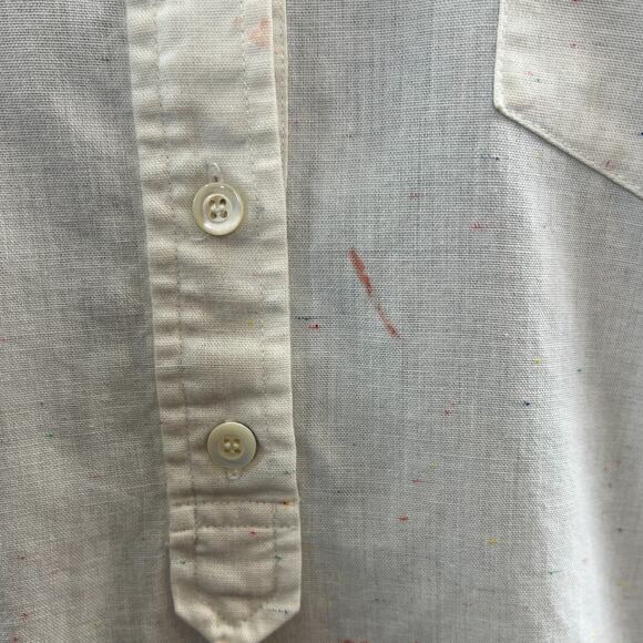 J. Crew White Multi Strand Half Button Down Casual Relaxed Fit Shirt 6 - Picture 4 of 7